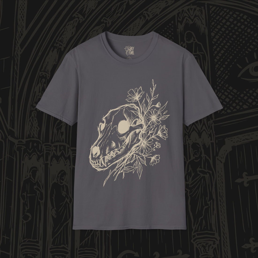 Wolf Skull With Flowers T-Shirt