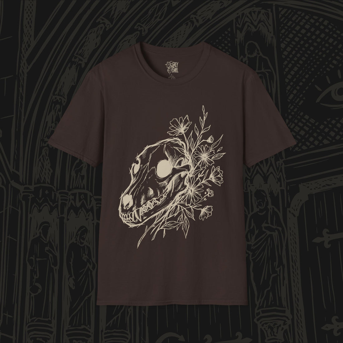 Wolf Skull With Flowers T-Shirt