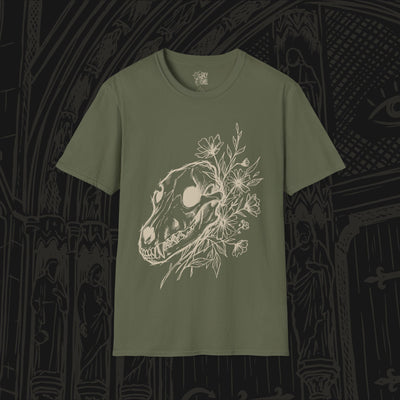Wolf Skull With Flowers T-Shirt