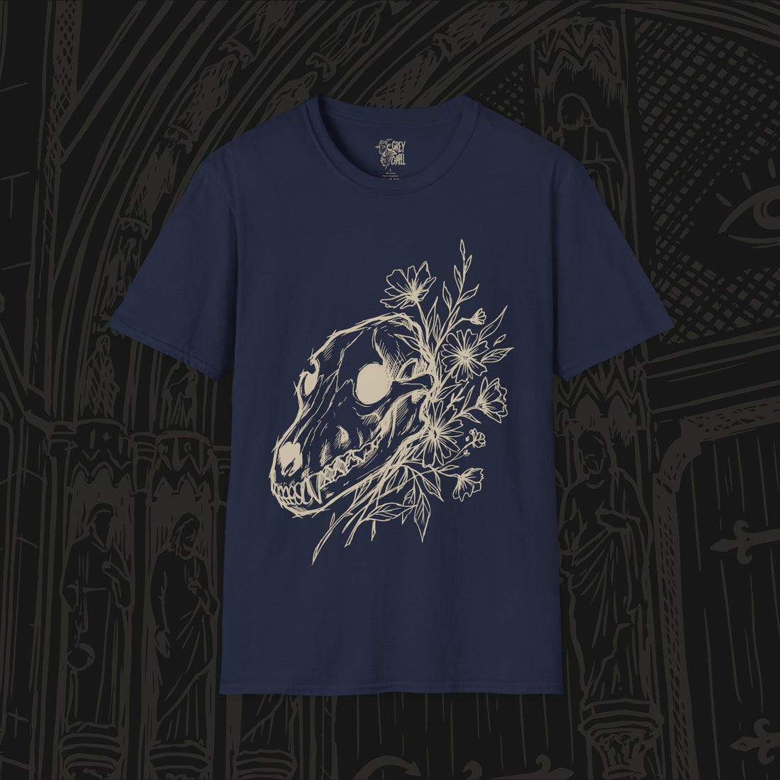 Wolf Skull With Flowers T-Shirt